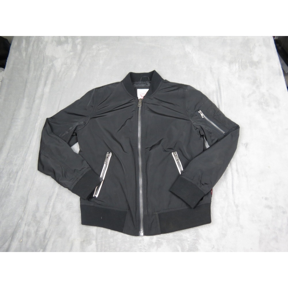 Levi Strauss & Co. Bomber Jacket Womens Medium Black Full Zip Ribbed Trim